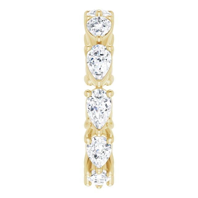 14K Gold Pear Natural Diamond Eternity Band – 5x3 mm Stones - Yellow Gold - view 4