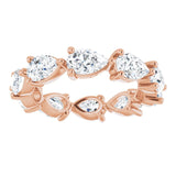 14K Gold Pear Natural Diamond Eternity Band – 5.5x3.5 mm Stones - Rose Gold - view 3