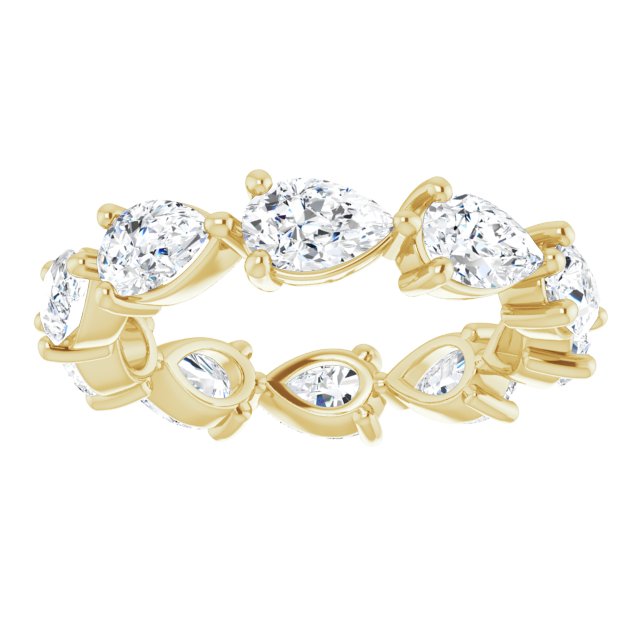 14K Gold Pear Natural Diamond Eternity Band – 5.5x3.5 mm Stones - Yellow Gold - view 3