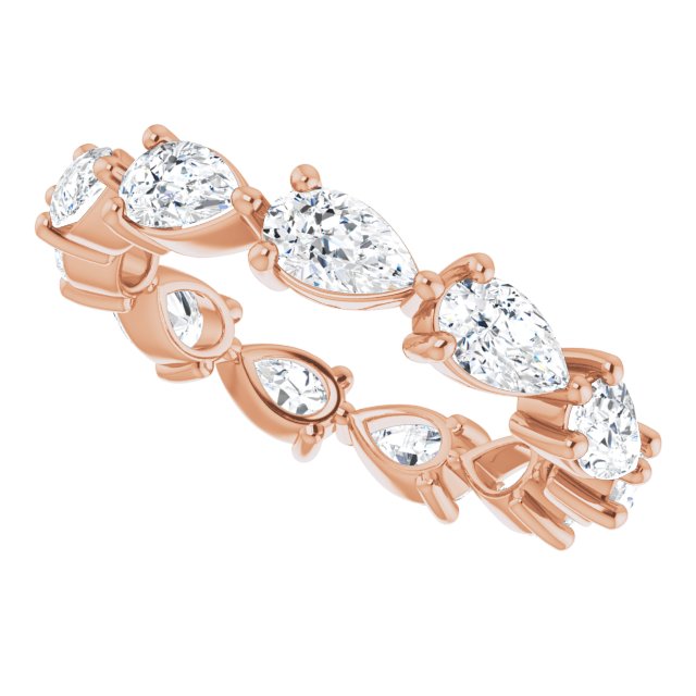 14K Gold Pear Natural Diamond Eternity Band – 5x3 mm Stones - Rose Gold - view 5