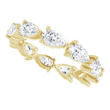 14K Gold Pear Natural Diamond Eternity Band – 5x3 mm Stones - Yellow Gold - view 5