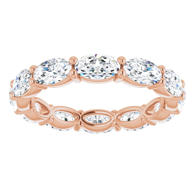 14K Gold Oval Lab-Grown Diamond Eternity Band – 5x3 mm Stones - Rose Gold - view 3
