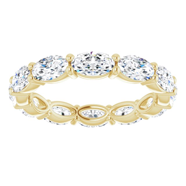14K Gold Oval Lab-Grown Diamond Eternity Band – 5x3 mm Stones - Yellow Gold - view 3