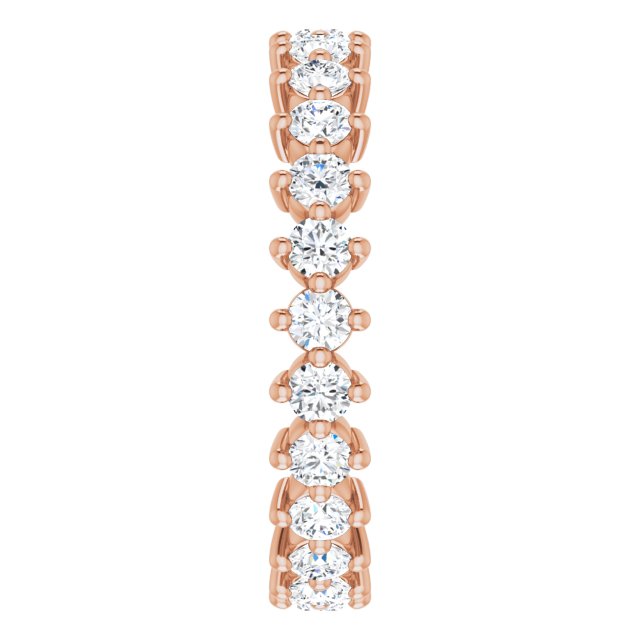 14K Gold Round Lab-Grown Diamond Eternity Band – 2.25 mm Stones - Rose Gold - view 4