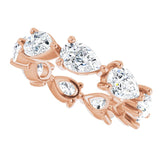 14K Gold Pear Lab-Grown Diamond Eternity Band – 6x4 mm Stones - Rose Gold - view 5