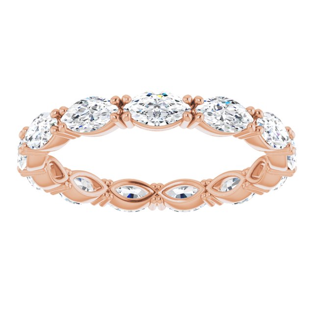 14K Gold Marquise Lab-Grown Diamond Eternity Band – 4.5x2.5 mm Stones - Rose Gold - view 3