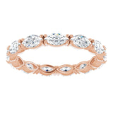 14K Gold Marquise Natural Diamond Eternity Band – 4.5x2.5 mm Stones - Rose Gold - view 3