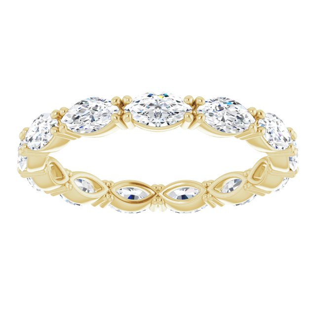 14K Gold Marquise Natural Diamond Eternity Band – 4.5x2.5 mm Stones - Yellow Gold - view 3
