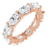 14K Gold Oval Natural Diamond Eternity Band – 6x4 mm Stones - Rose Gold