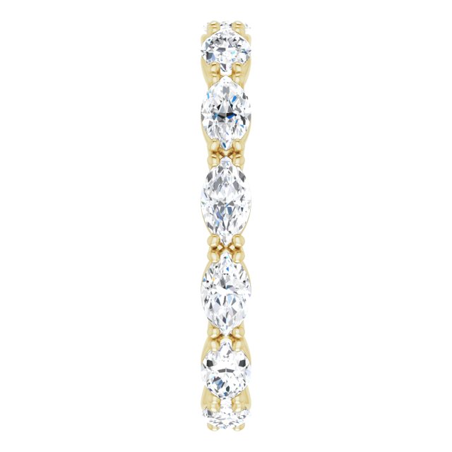14K Gold Marquise Natural Diamond Eternity Band – 4.5x2.5 mm Stones - Yellow Gold - view 4