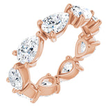 14K Gold Pear Natural Diamond Eternity Band – 6x4 mm Stones - Rose Gold