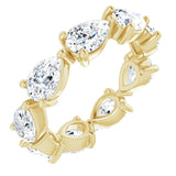 14K Gold Pear Natural Diamond Eternity Band – 6x4 mm Stones - Yellow Gold