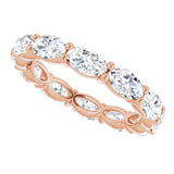 14K Gold Oval Lab-Grown Diamond Eternity Band – 5x3 mm Stones - Rose Gold - view 5