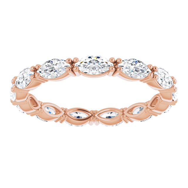 14K Gold Marquise Lab-Grown Diamond Eternity Band – 4.3x2.25 mm Stones - Rose Gold - view 3