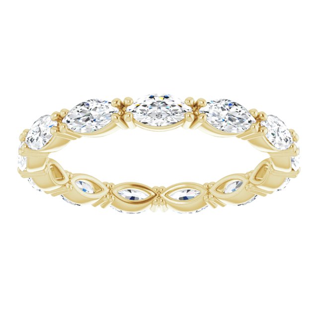 14K Gold Marquise Lab-Grown Diamond Eternity Band – 4.3x2.25 mm Stones - Yellow Gold - view 3