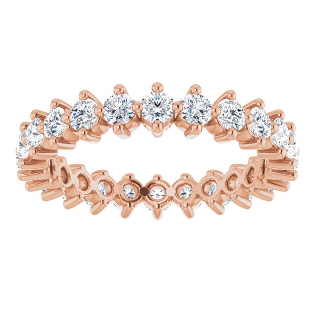 14K Gold Round Lab-Grown Diamond Eternity Band – 2.25 mm Stones - Rose Gold - view 3