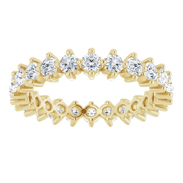 14K Gold Round Lab-Grown Diamond Eternity Band – 2.25 mm Stones - Yellow Gold - view 3