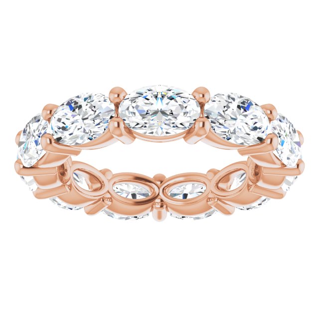 14K Gold Oval Lab-Grown Diamond Eternity Band – 6x4 mm Stones - Rose Gold - view 3