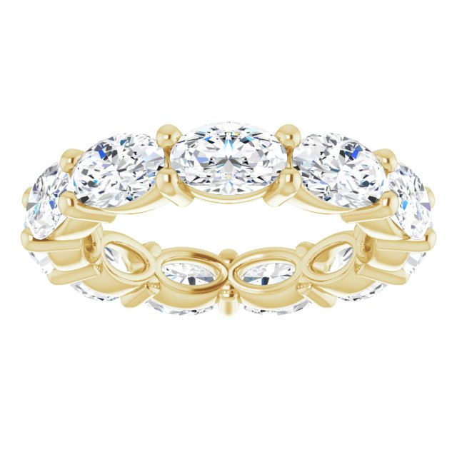 14K Gold Oval Lab-Grown Diamond Eternity Band – 6x4 mm Stones - Yellow Gold - view 3