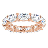 14K Gold Oval Lab-Grown Diamond Eternity Band – 6x4 mm Stones - Rose Gold - view 3