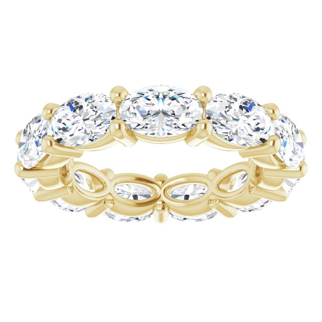 14K Gold Oval Lab-Grown Diamond Eternity Band – 6x4 mm Stones - Yellow Gold - view 3