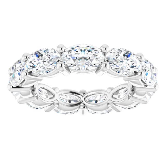 Platinum Oval Natural Diamond Eternity Band – 6x4 mm Stones - view 3