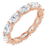 14K Gold Oval Natural Diamond Eternity Band – 5x3 mm Stones - Rose Gold