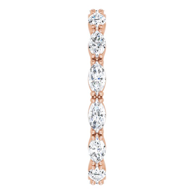 14K Gold Marquise Natural Diamond Eternity Band – 4x2 mm Stones - Rose Gold - view 4