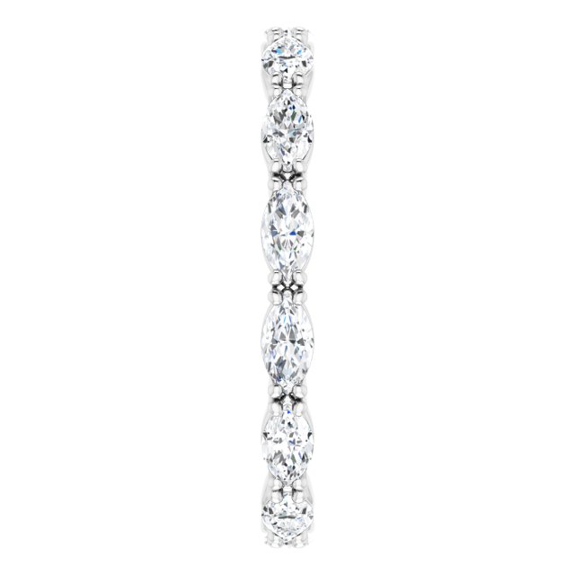 14K Gold Marquise Natural Diamond Eternity Band – 4x2 mm Stones - White Gold - view 4