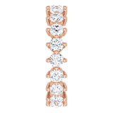 14K Gold Round Natural Diamond Eternity Band – 3 mm Stones - Rose Gold - view 4