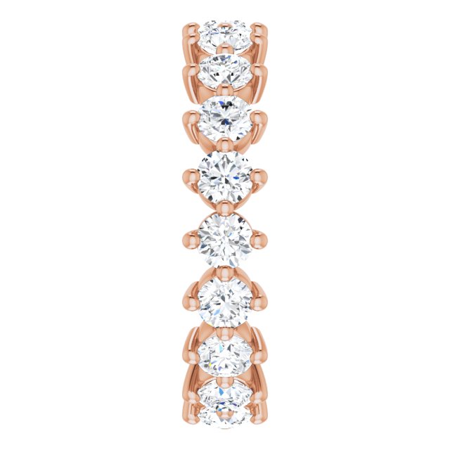 14K Gold Round Natural Diamond Eternity Band – 3 mm Stones - Rose Gold - view 4