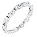 14K Gold Marquise Natural Diamond Eternity Band – 4.3x2.25 mm Stones - White Gold