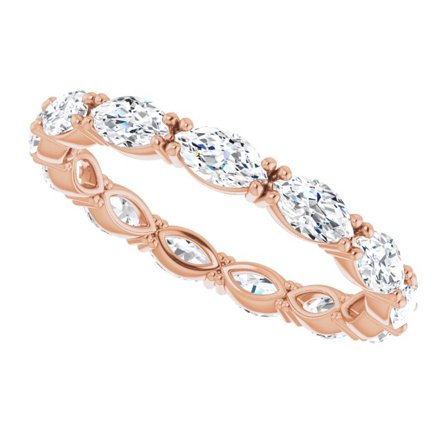 14K Gold Marquise Natural Diamond Eternity Band – 4.5x2.5 mm Stones - Rose Gold - view 5