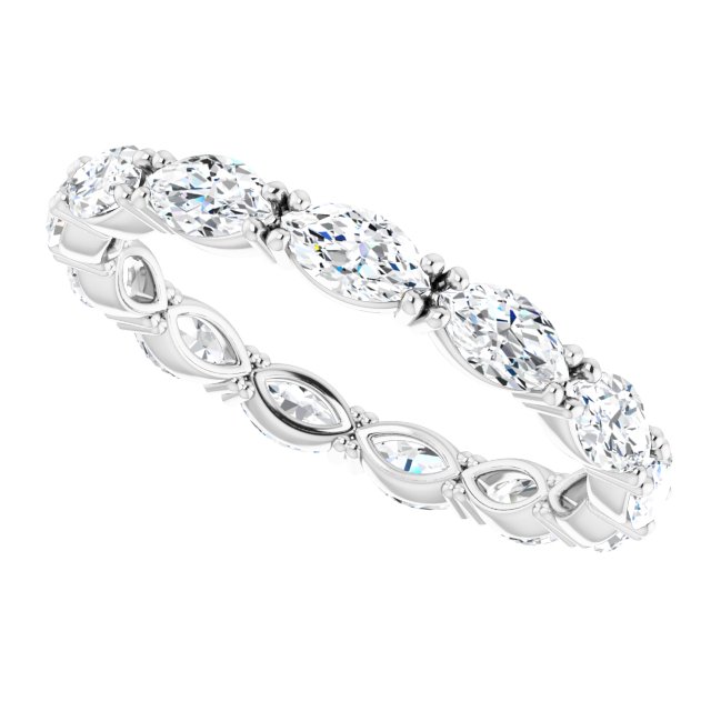 Platinum Marquise Natural Diamond Eternity Band – 4.5x2.5 mm Stones - view 5