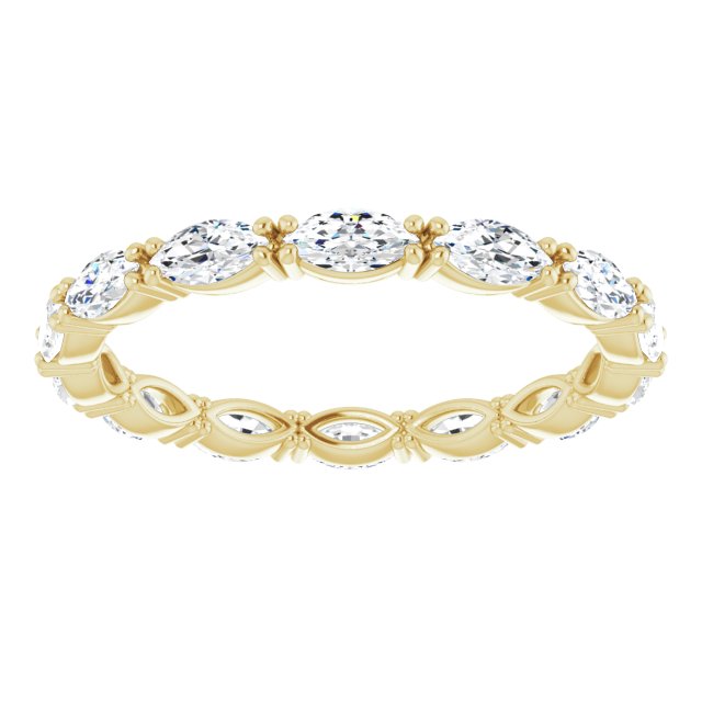 14K Gold Marquise Natural Diamond Eternity Band – 4x2 mm Stones - Yellow Gold - view 3