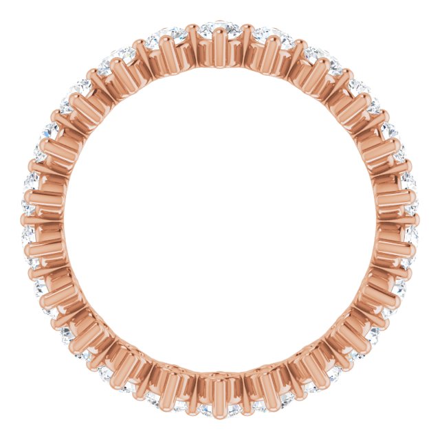 14K Gold Round Natural Diamond Eternity Band – 2.5 mm Stones - Rose Gold - view 2