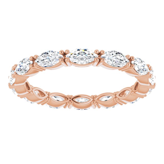 14K Gold Marquise Lab-Grown Diamond Eternity Band – 4.3x2.25 mm Stones - Rose Gold - view 3