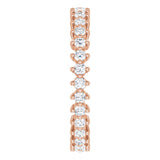 14K Gold Round Natural Diamond Eternity Band – 1.7 mm Stones - Rose Gold - view 4