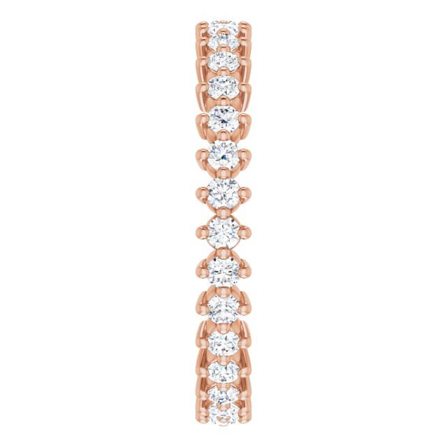 14K Gold Round Natural Diamond Eternity Band – 1.7 mm Stones - Rose Gold - view 4