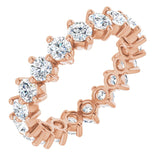 14K Gold Round Natural Diamond Eternity Band – 3 mm Stones - Rose Gold