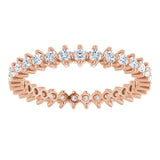 14K Gold Round Natural Diamond Eternity Band – 1.7 mm Stones - Rose Gold - view 3