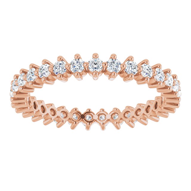 14K Gold Round Natural Diamond Eternity Band – 1.7 mm Stones - Rose Gold - view 3