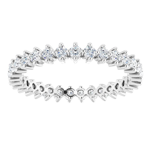 14K Gold Round Natural Diamond Eternity Band – 1.7 mm Stones - White Gold - view 3