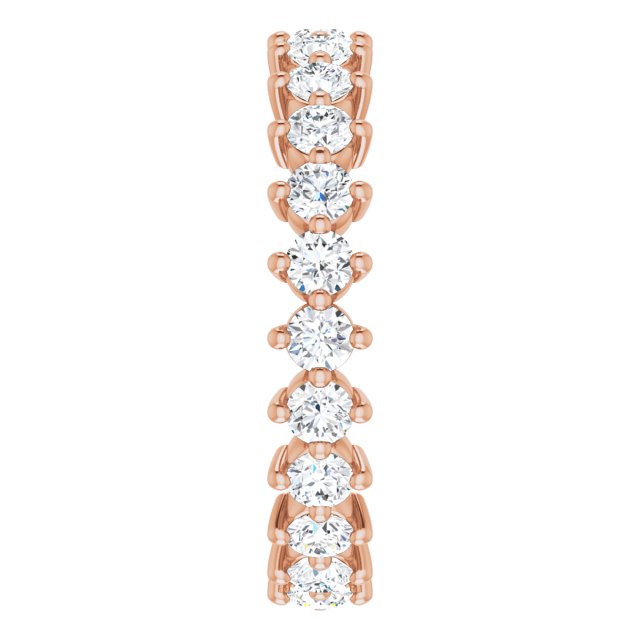 14K Gold Round Lab-Grown Diamond Eternity Band – 2.5 mm Stones - Rose Gold - view 4