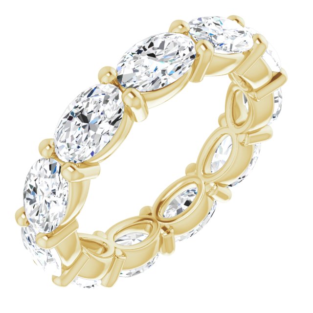 14K Gold Oval Lab-Grown Diamond Eternity Band – 6x4 mm Stones - Yellow Gold