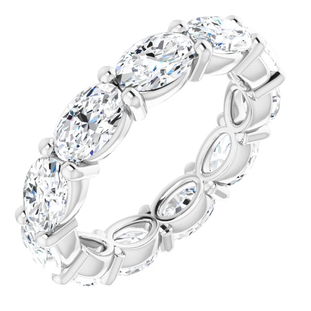 14K Gold Oval Lab-Grown Diamond Eternity Band – 6x4 mm Stones - White Gold
