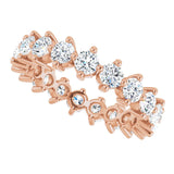 14K Gold Round Natural Diamond Eternity Band – 3 mm Stones - Rose Gold - view 5