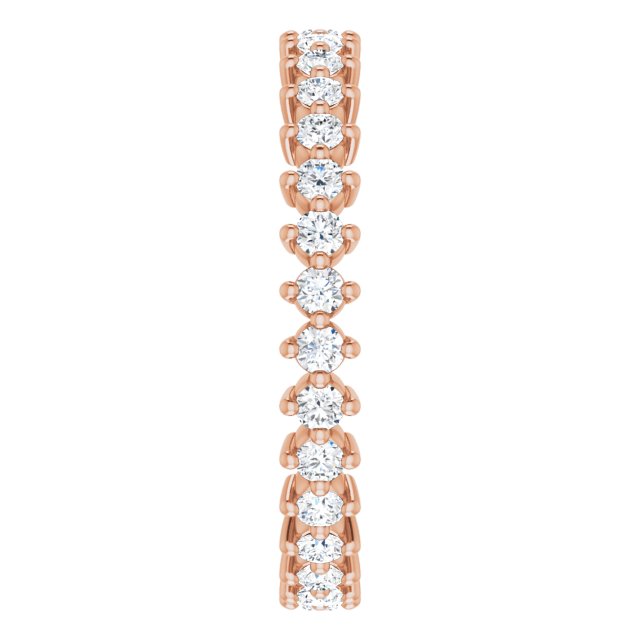 14K Gold Round Lab-Grown Diamond Eternity Band – 1.7 mm Stones - Rose Gold - view 4