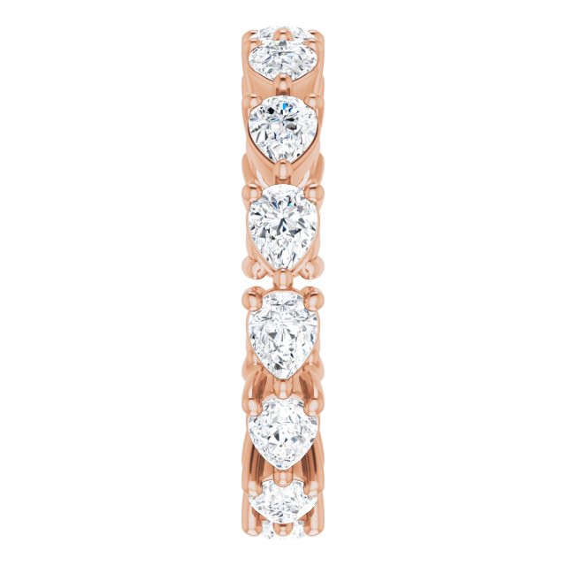 14K Gold Pear Lab-Grown Diamond Eternity Band – 4x3 mm Stones - Rose Gold - view 4