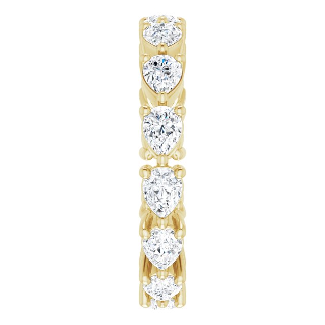 14K Gold Pear Natural Diamond Eternity Band – 4x3 mm Stones - Yellow Gold - view 4